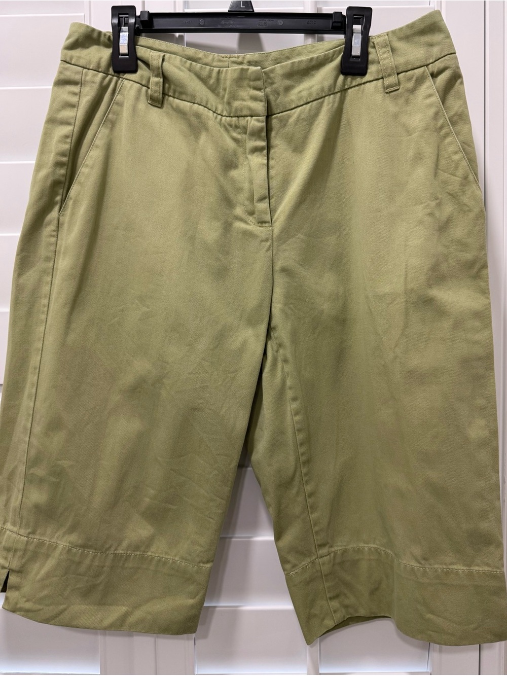 CAbi Light Olive Green Bermuda Shorts 100% Cotton